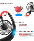 Diagram of Neck Wearable Portable Fan With 2500mAh Battery USB Rechargeable Hands Free Dual Head Rotatable Mini Face Cooling