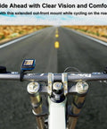 Out Front Bike Mount For Edge GPS Computers With Extended Handlebar Arm on bike during road ride