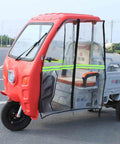 Heavy Duty Electric Tricycle Cover With Windshield And Frame Canopy For All Season Rides Three Wheel Cargo Trike Awning Weatherproof Trike Shield Protective Outer Layer For Ebike Against Debris Bird Droppings And Leaves on red cargo trike