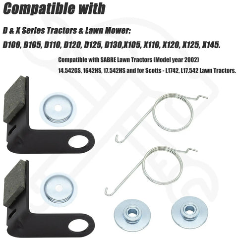 2 Pack Beefed Up Brake Pad Kit For 42 Inch Deck Tractors And Lawn Mowers With Retainer And Torsion Spring GY21943B GX20494 GX20515