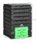 Garden Compost Bin 120 Gallon Backyard Composting System With 450L Capacity BPA Free 80 Vents And 2 Sliding Doors shown in black