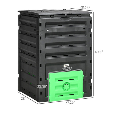 Garden Compost Bin 120 Gallon Backyard Composting System With 450L Capacity BPA Free 80 Vents And 2 Sliding Doors shown in black