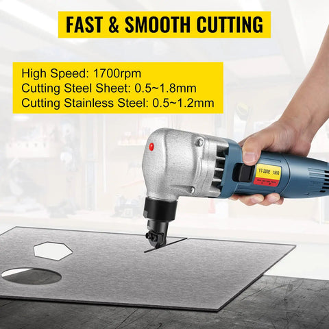 Electric Metal Nibbler Crazy Fast Cuts 380W 1800RPM Heavy Duty Cutter for Steel 0.07 Inch Thickness Cutting