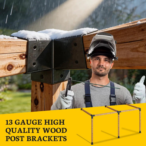 30 Degree 3-Way Pergola Bracket Kit For 4x4 Posts DIY Slant Roof Post Brackets And Post Base Heavy Duty Wood Post Supports For Pavilions Gazebos Porches Cabins 6 Pack