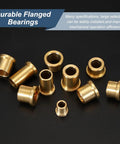 Two-Piece Self-Lubricating Brass Flange Bearing Set Inner Diameter Three Eighths Inch Outer Diameter Five Eighths Inch Flange