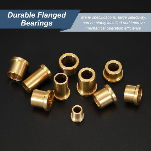 Two-Piece Self-Lubricating Brass Flange Bearing Set Inner Diameter Three Eighths Inch Outer Diameter Five Eighths Inch Flange