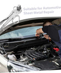 Adjustable Welding Clamp Pliers With Wide Flat Duckbill for auto body sheet metal repair, shown in car maintenance setup.
