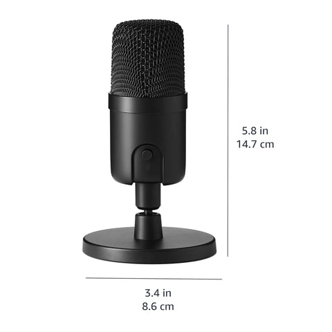 Condenser USB Microphone For PC With Cardioid Pickup, Ideal For Streaming, Recording, And Podcasting, 360 Degree Adjustable Stand, Plug And Play Setup, High Sensitivity, Low Noise, Black, dimensions 5.8x3.4 inches