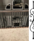 Top Shelf Black Wrought Iron Railing Posts And Balusters For Deck Backyard Porch And Balcony, 37 Inch Rock Solid Anti Rust Banister Spindles For Quick Diy Install, 30 Pack overlooking a staircase.