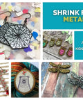 Hella Dope Metallic Shrink Film Gold Silver Opaque 8 By 11 Inches For Crafting Jewelry Pendants Gift Tags And Ornament Projects Super Easy To Cut Oven Bake And Shape Into Custom Charms Pack Of Six, showcasing earrings and charms.