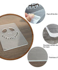 Top Shelf Clear Acrylic Router Template For Halloween Witch Hat Woodworking No Sweat Cutting Jig With Slick Edges For Sweet Diy Projects And Backyard Barn Builds showing clear acrylic template with rounded corners and peel-off film.