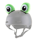 Totally Fun Frog Helmet Accessory Set With Sticky Hook And Loop Fastener Adhesive Eyes And Ears Cover For Snowboarding Skiing Biking Cycling Skating For Kids And Adults Helmet Not Included installed on grey helmet