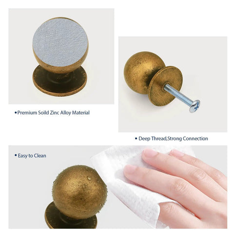 Built Like A Tank Solid Zinc Alloy Cabinet Knobs 10 Pack Antique Brass Single Hole Ball Drawer Pulls For Kitchen Cabinets And Dressers Classic Patina No Sweat Mount Pro Grade Hardware