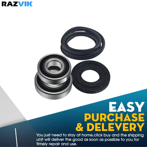 Front Load Washer Tub Bearings And Seal Kit Replacement Heavy Duty Bearing Assembly Shaft Seal Repair Part Compatible With Select Lg And Kenmore Models, showing two bearings and seals.