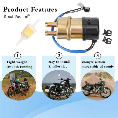 12V Electric Fuel Pump Fits Honda Goldwing GL1200A 1984-1987 and V65 Magna VF1100C 1983-1985, shown with features