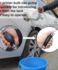 8mm Primer Bulb Hand Fuel Pump being used to transfer fuel from car tank to container