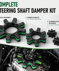 Two Piece Electric Power Steering Shaft Coupler With Integrated Motor Damper Bushing Kit, shock absorber and rubber gaskets, for vibration dampening.