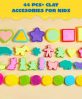 Joyin 44-piece clay tool set for kids with brightly colored plastic molds and cutters