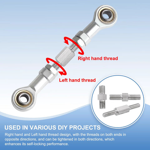 PATIKIL M3x40mm stainless steel double-ended threaded stud with left and right threads (10 pcs)