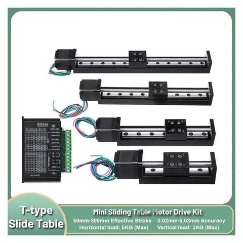 X Y Z Axis Motorized Slide Table With T Type Linear Guide Rail Stage For CNC Mini Sliding Table And Electric Linear Stage Drive Kit Beefed Up With TB6600 For Precise High Load Positioning And Repeatable Accuracy, mini slide table kit