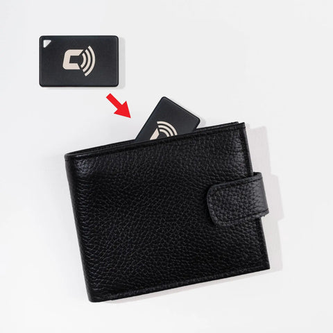 Proximity Security Tag 2.0 Bluetooth Add On For CarLock System That Powers Up Proximity Alerts Based On How Close You Are Energy Saving Auto Security Long Lasting Battery Up To 1 Year Requires CarLock Main Unit Not Standalone, black tag in wallet