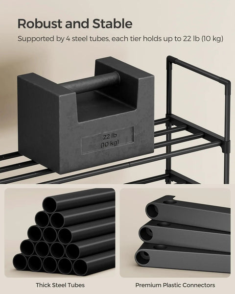 Solid As A Rock Heavy Duty Stackable Metal Shoe Rack Hosting Roomy Three Tier Layout For Messy Entryways Or Busy Mudrooms Flip It Upside Down For Sneaker Friendly Under Storage Total Organization Hack