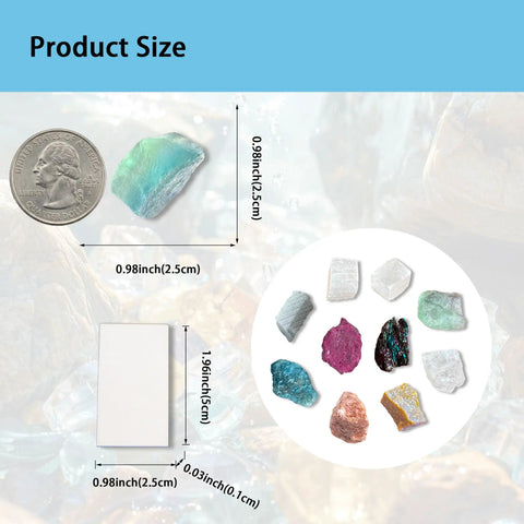 Mohs Hardness Test Kit For Mineral Identification 1 To 10 With Streak Plate Geology Rock Testing Tool, mineral sizes shown