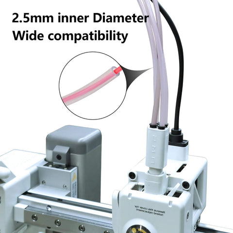 Ultra Smooth PTFE Teflon Tube Kit with 16.4 ft tubing attached to 3D printer showing 2.5mm ID, suitable for Bambu Lab A1 P1 X1 K1 AD5M