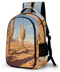 Western Cactus Print Unisex Backpack With Large Capacity Durable Polyester For Daily Use Smooth Zipper Cactus Graphic Side View