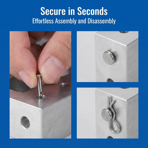122 Piece Stainless Steel Clevis Pin And Cotter Pin Kit demonstration with installation and secure fit