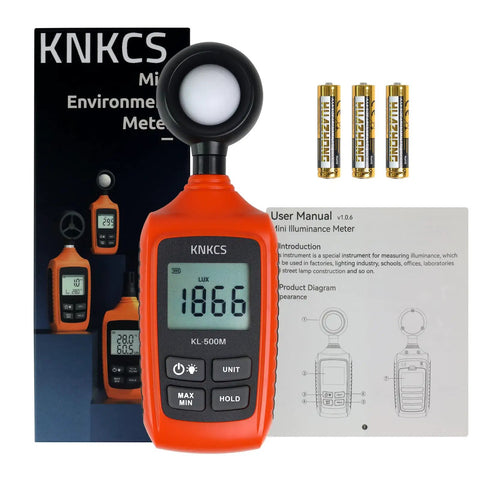 Lux Meter For Plants And Studio Photography With High Sensitivity Probe Auto Ranging Max Min Mode Backlit Screen 0 To 200000 Lux Pro Grade Readings For Industrial Work And Indoor Grow Setups, orange KL-500M meter with probe