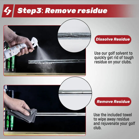 All In One Golf Grip Regripping Kit With 5oz Solvent, 15 Grip Tapes, Tape Remover Tool, Hook Blade And Rubber Vise Clamp removing residue