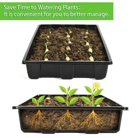 10 Pack Thickened Seed Starter Trays Reusable Plastic Plant Seedling Trays For Germination And Propagation, side view