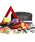 Roadside Emergency Kit For Cars And Trucks With Jumper Cables Tow Rope Safety Hammer Reflective Triangle Tire Pressure Gauge