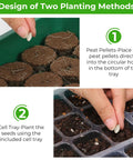 Design showing two planting methods for Seed Starter Tray Kit With Grow Light For Indoor Gardening Six Piece Germination Trays