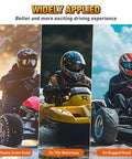 Three go-karts driving in snow, water, and rugged terrain, showcasing durability with Go Kart Drive Belt 30 Series Replacement 9.100.018-725.