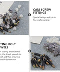 Cam Lock Fasteners Connector Set Including 32 Plastic Dowels, 24 Cam Bolts, And 24 Nuts for Cabinet and Wardrobe Assembly