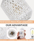 Plug In Pendant Light With LED Bulb Included, Rattan Wicker Boho Chandelier, Hand Woven Hanging Lamp On A 16ft Dimmable Cord