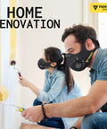 Two Pack Dust Mask Kit With Ten Activated Carbon Filters And Two Extra Valves For Woodworking Comfort Washable Reusable Large Black Face Mask For Dust Pollen Fumes And Airborne Particles worn during painting