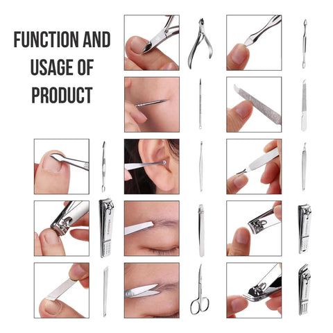Usage of Manicure Set For Men 13-Piece Stainless Steel Nail Kit With Leather Travel Case Pedicure Tools Grooming Essentials