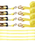 4 Pack Heavy Duty Car Trailer Tie Down Straps Set With 2 Inch By 10 Foot Ratchet Straps J Hooks And Axle Straps