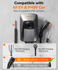 50 Amp Level 2 EV Charger With J1772, Hardwired, NEMA 14-50 Plug, 25-Ft Cable, Indoor Outdoor, Smart App, RFID, 240V, Fast 48 MPH Charging