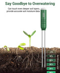 4 In 1 Soil Moisture Meter With Wireless Sensor Up To 300 Feet Temperature Light Time And Hygrometer Monitor shown in soil