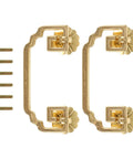 Two Pack Vintage Brass Wardrobe Door Handles and Copper Cabinet Drawer Pulls in Chinese Style with screws, easy grip design.
