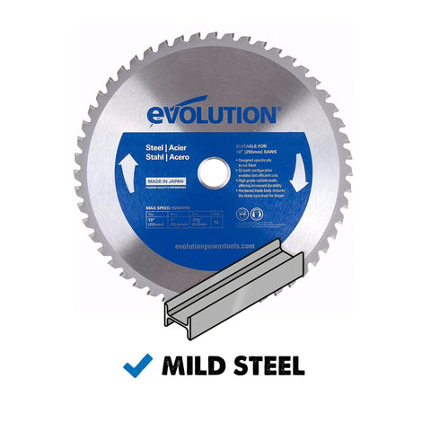 10 Inch TCT Saw Blade For Mild Steel And Ferrous Metal, 52 Teeth, 1 Inch Arbor, Pro Grade Table Saw Blade, illustration of mild steel use