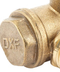 Three Port Brass Air Compressor Check Valve for Tube Connector Tool, G1/8 Internal Thread, G3/8 and G1/2 External Threads, Central Pneumatic Compatible, Seals Tight to Stop Leaks, Direct Replacement Part brass valve close-up