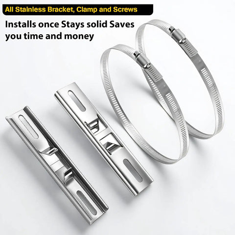 Solid Stainless Steel Pole Mounting Kit With 7.9 By 1.9 Inch Bracket And Adjustable 2 To 8 Inch Clamps For Solar Light Outdoor Waterproof Junction Box And Electrical Boxes