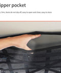 Extra Large Car Ceiling Cargo Net With Reinforced Mesh showing hand opening zipper pocket for overhead storage
