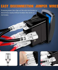 Close-up of Six Piece Five Pin SPST Rocker Switch Kit With Jumper Wires For Trucks Boats Auto And Motorcycles 20A 12V 10A 24V
