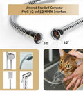 59 Inch Stainless Steel Handheld Shower Hose with Brass Connectors and G1/2 Fittings, flexible 304 stainless steel replacement hose.